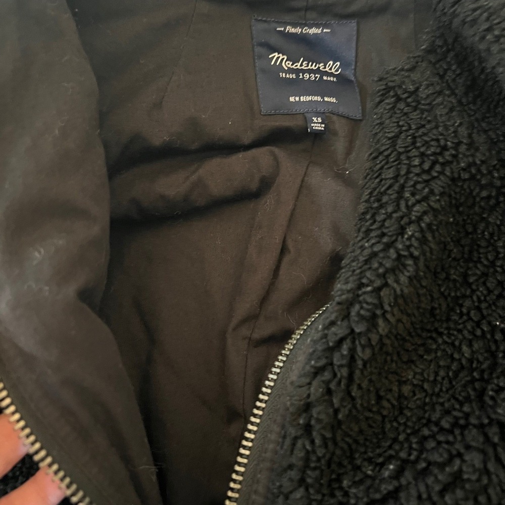 Madewell Black Sherpa Fleece Teddy Zip Front Jacket E4577 XS - Picture 8 of 9